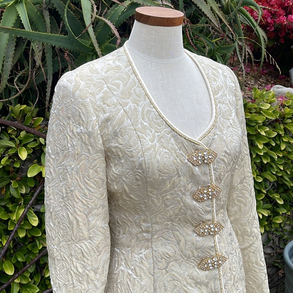 Lillie Rubin vintage brocade metallic skirt suit - Picture 3 of 10